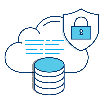 Secure Data Server Icon. Network Protection, Information Privacy, and Cloud Security. Editable Stroke for Easy Customization.