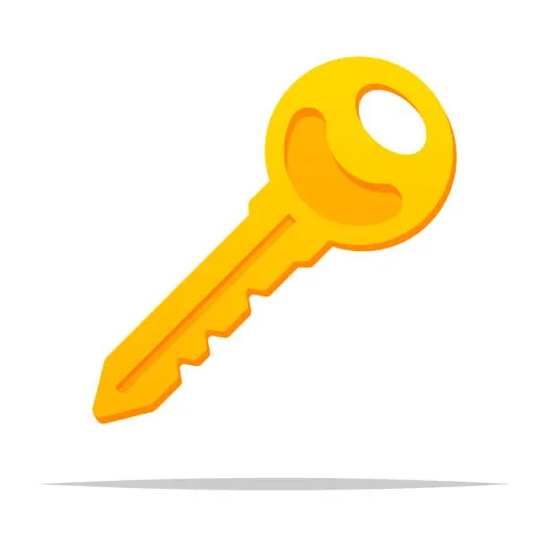 Vector illustration of Single key vector isolated illustration