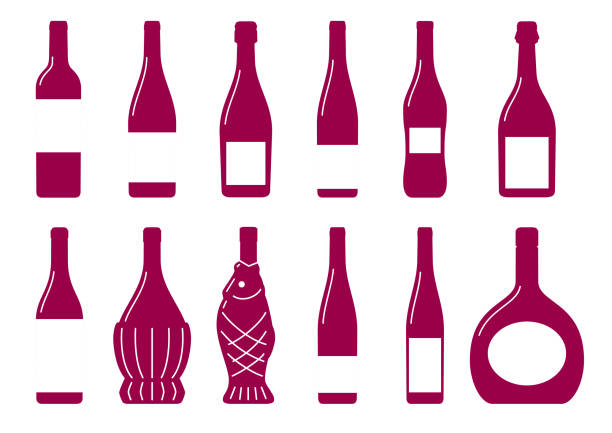 weinflaschen-silhouette in verschiedenen formen - wine rack illustrations stock-grafiken, -clipart, -cartoons und -symbole