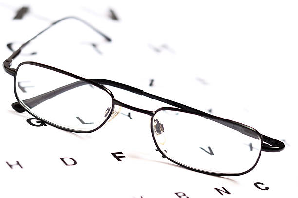 istock Men's eyeglasses over eye chart 164373508