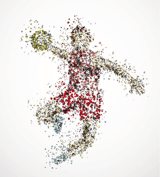 Abstract handball player Abstract handball player, throw the ball. Illustration contains transparency and blending effects, eps 10 team handball stock illustrations