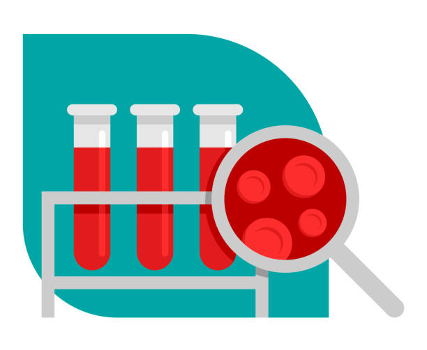 ilustrações de stock, clip art, desenhos animados e ícones de blood test flat icon with blood samples - blood cell anemia cell structure red blood cell