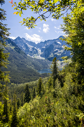 Holidays in Poland - view of Morskie Oko lake and Rysy peak in the High Tatras