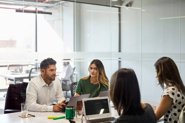 istock Entrepreneurs discussing in meeting at office 1643777968