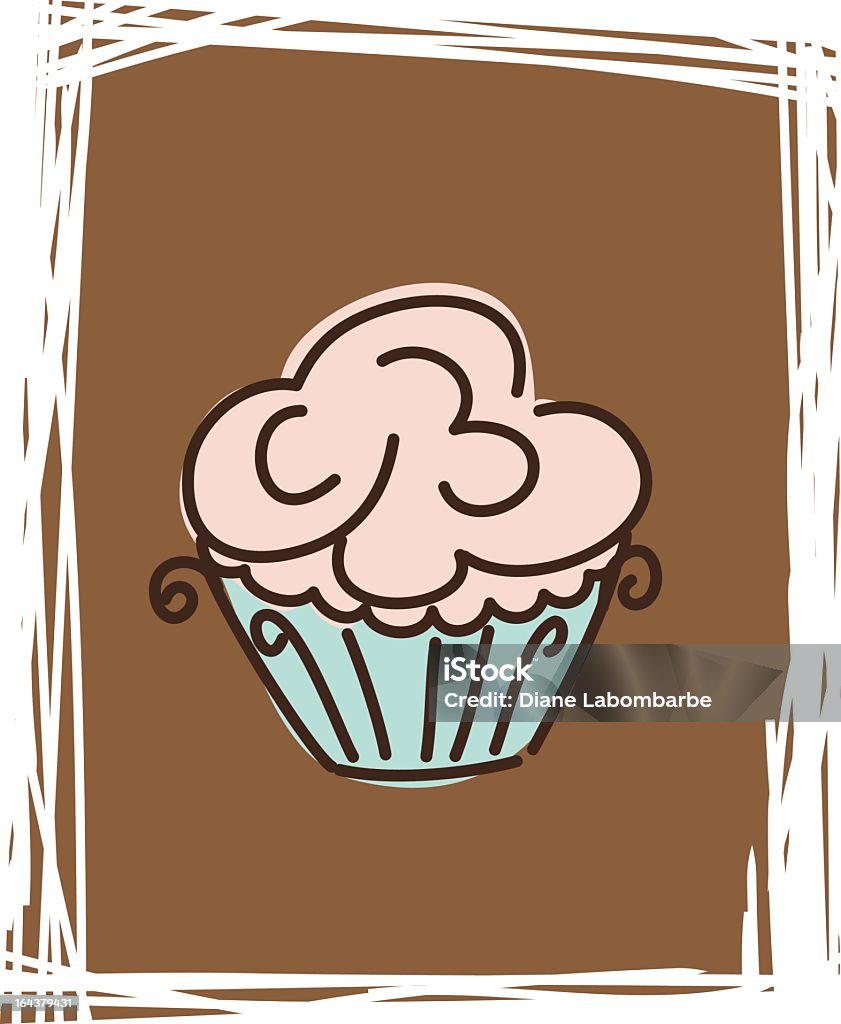 Esboços de estilo retrô simples Cupcake Clipart ícone desenho em Brown - Vetor de Bolinho royalty-free