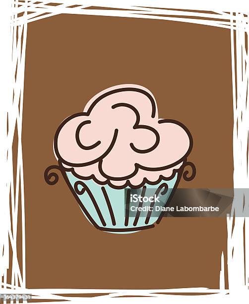 Sketchy Стиле Ретро Простого Cupcake Иконка Клипарт Рисунок На Коричневый — стоковая векторная графика и другие изображения на тему Капкейк