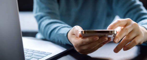 istock Concept of social media communication and digital online, people use smartphone playing, work, online social media, online marketing, technology, chat, post, like, follow at phone screen 1643814721