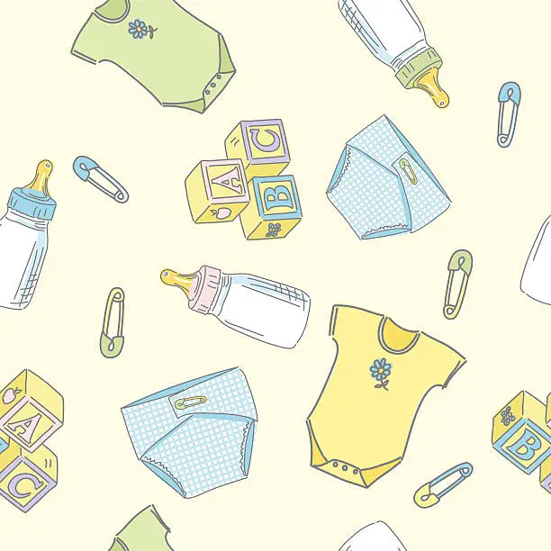 Vector illustration of Sketchy Baby Pattern