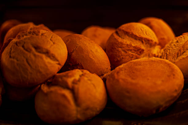 fresh hot buns for puterbrods with durum wheat. home bakery