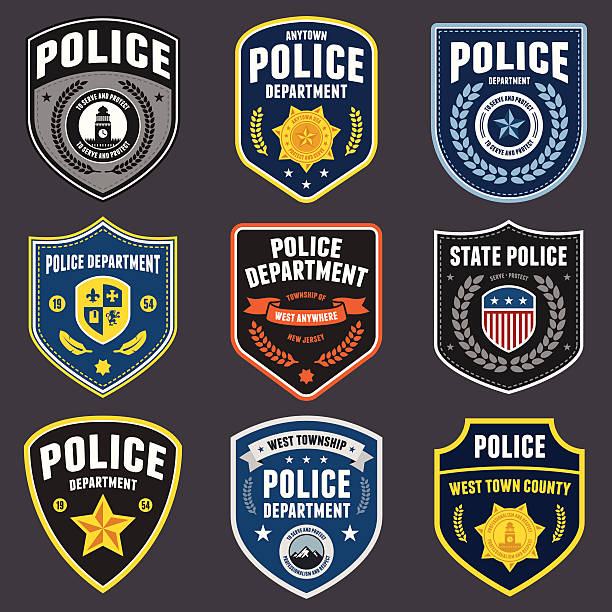 illustrations, cliparts, dessins animés et icônes de patchs de police - shield shape sign design element