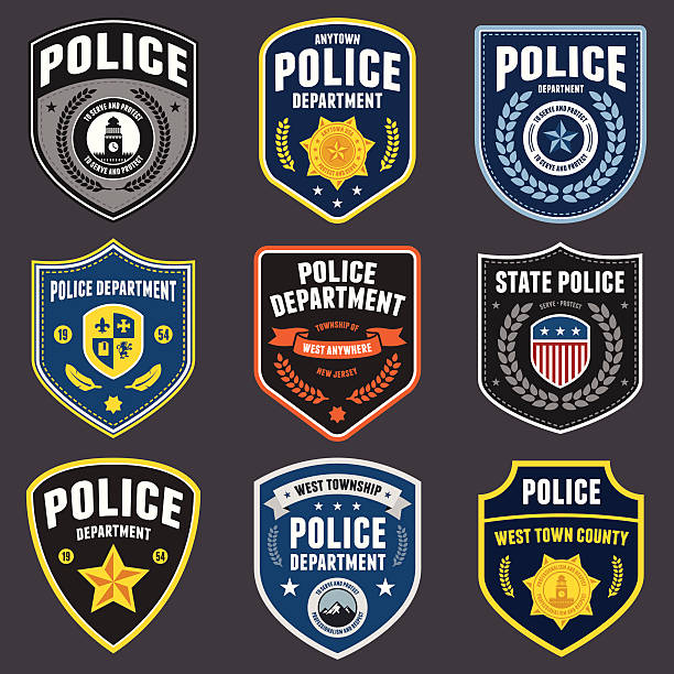 Police patches Set of police law enforcement badges and patches. sheriff illustrations stock illustrations