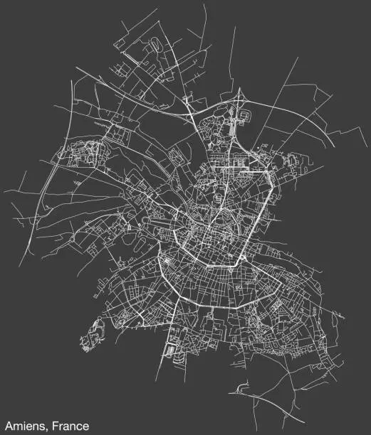 Vector illustration of Street roads map of AMIENS, FRANCE