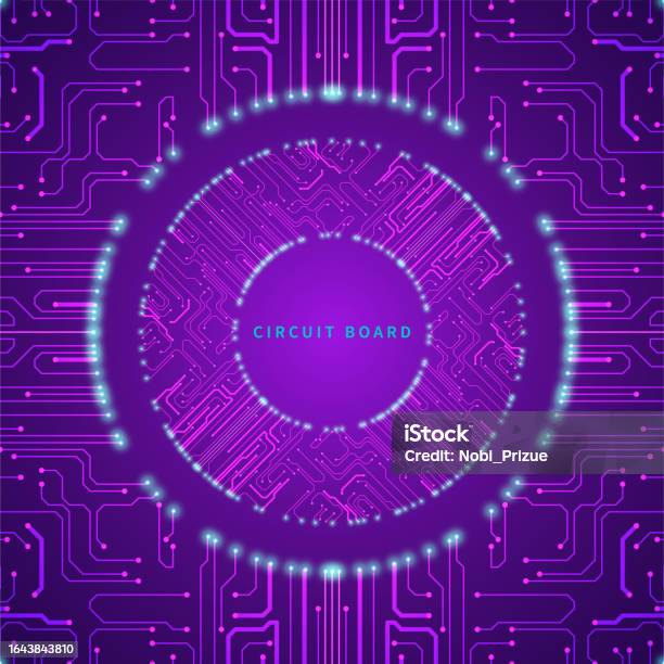 Simple Rounds Technology Abstract Technology Background With Round Circuit Board Stock ...
