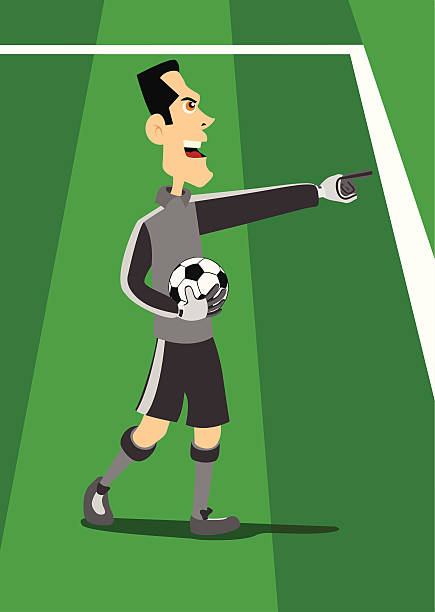 Goalkeeper holding the ball vector art illustration