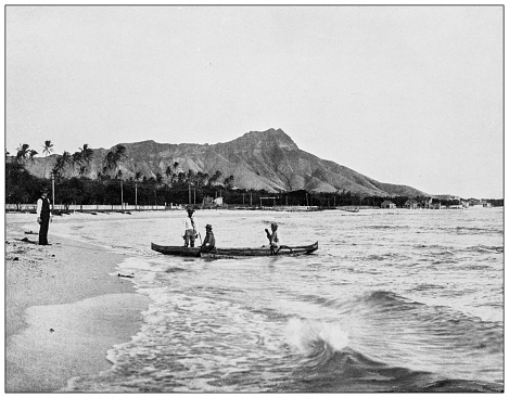 Hawaii, antique photo: Diamond Head