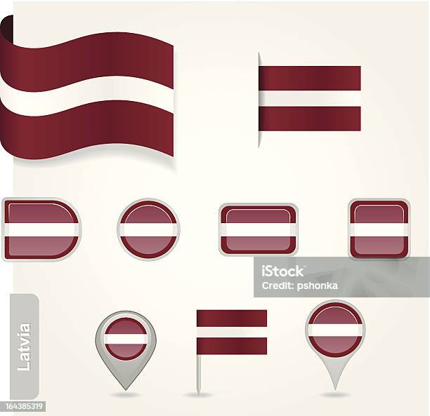 Ilustración de Icono Bandera Letón y más Vectores Libres de Derechos de Alfiler - Alfiler, Bandera, Dirección