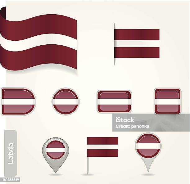 Lettone Icona A Bandiera - Immagini vettoriali stock e altre immagini di Bandiera - Bandiera, Carta geografica, Direzione