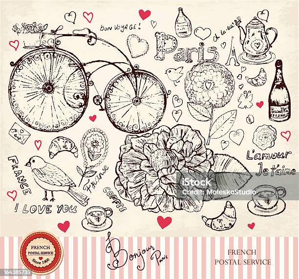 Французский Их — стоковая векторная графика и другие изображения на тему Без людей - Без людей, Векторная графика, Двухколёсный велосипед