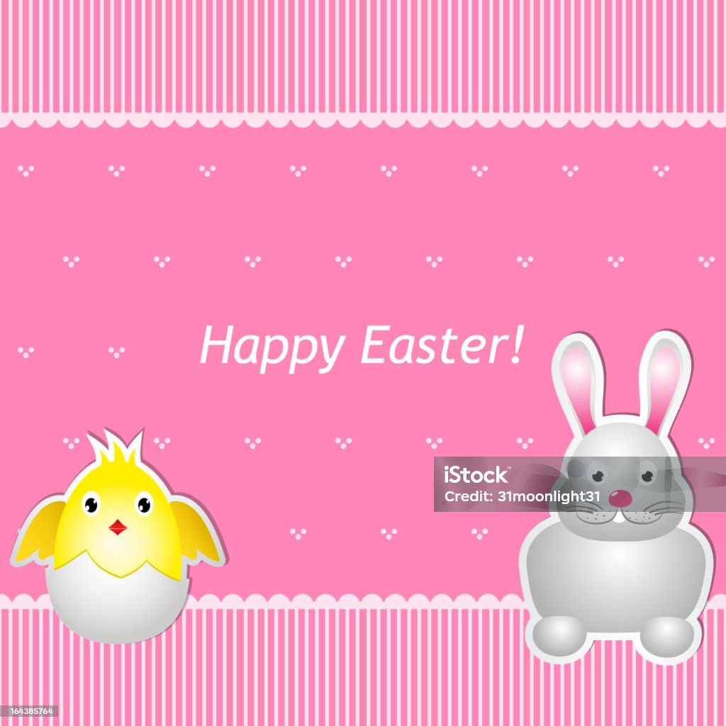 Carta di Pasqua con chick e Lepre - arte vettoriale royalty-free di Animale