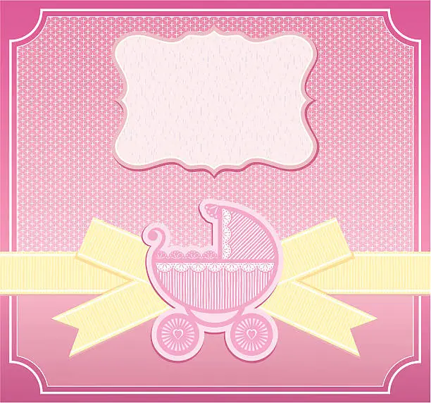 Vector illustration of Baby Girl congratulation card -  vector illustration