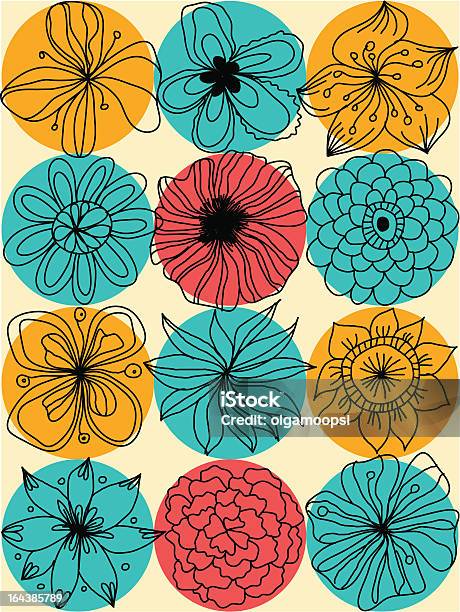 Abstrait Motif Floral Sans Couture Avec Les Cercles De Couleur Vintage Vecteurs libres de droits et plus d'images vectorielles de Abstrait