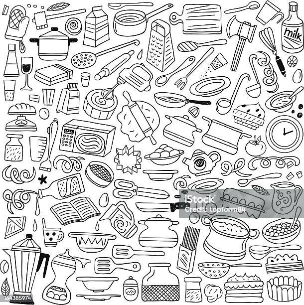 Ilustración de Cookery Cocina Herramientas De Garabatos y más Vectores Libres de Derechos de Alimento - Alimento, Aceite para cocinar, Agua