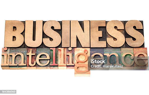 Business Intelligence In Wood Type Stock Photo - Download Image Now - Antique, Business, Business Strategy