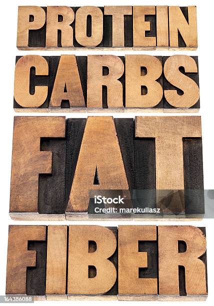 Protein Carbs Fat Fiber Stock Photo - Download Image Now - Dieting, Antique, Carbohydrate - Food Type