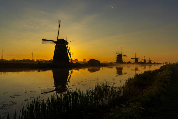 istock Traditional Dutch windmills in Kinderdijk - Unesco site, The Netherlands 1643861395