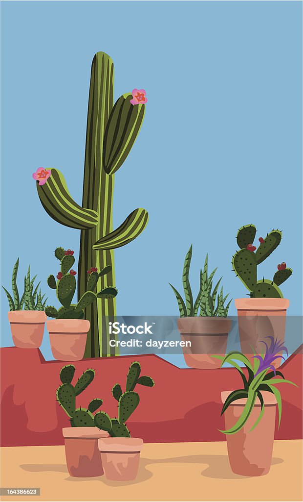 Cactus - clipart vectoriel de Cache-pot libre de droits