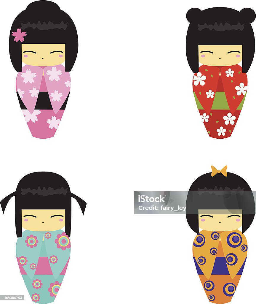 Kokeshi Puppen - Lizenzfrei Asiatische Kultur Vektorgrafik