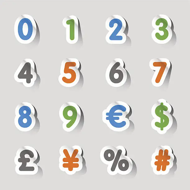 Vector illustration of Stickers - Numbers Icons