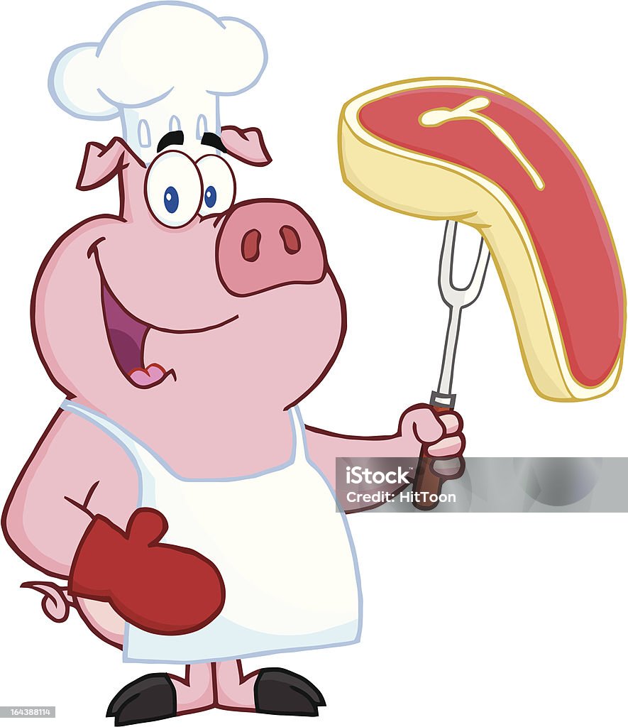 셰프리 돼지 쥠 비프 스테이크 - 로열티 프리 고기 벡터 아트