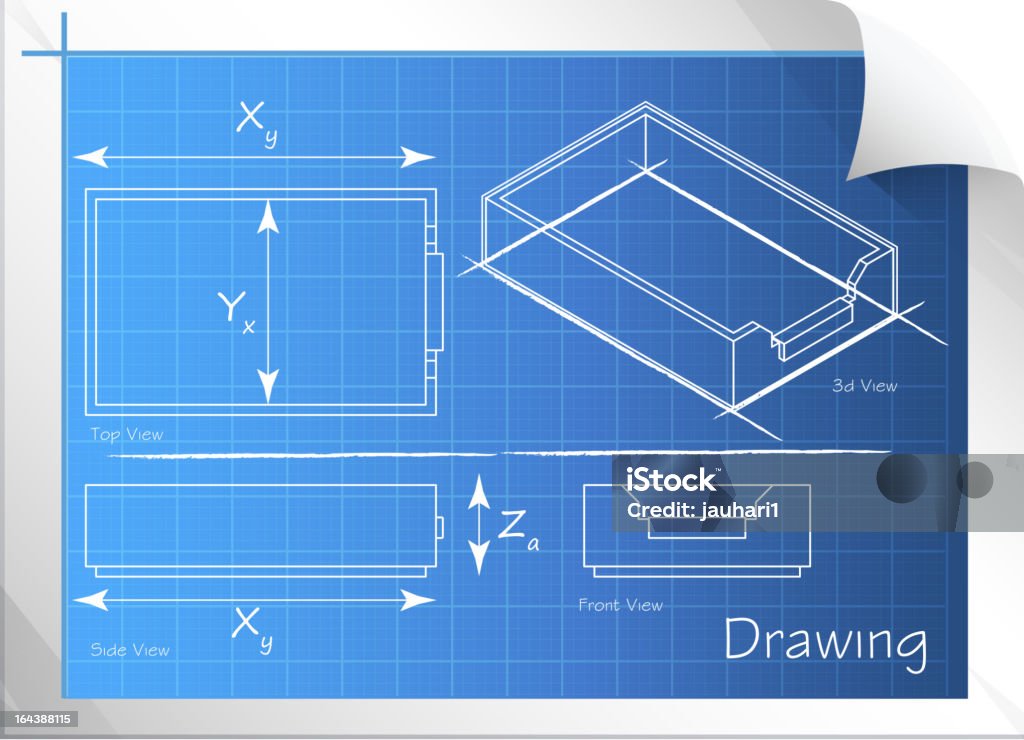 Disegno tecnico - arte vettoriale royalty-free di Armadietto da cucina