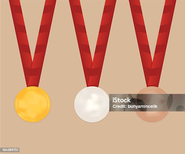 Ilustración de Conjunto De Medallas y más Vectores Libres de Derechos de Brillante - Brillante, Bronce - Aleación, Bronce - Color