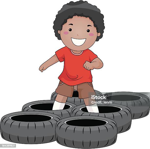 Ilustración de Boy En Raza y más Vectores Libres de Derechos de Carrera de obstáculos - Carrera de obstáculos, Niño, Ilustración