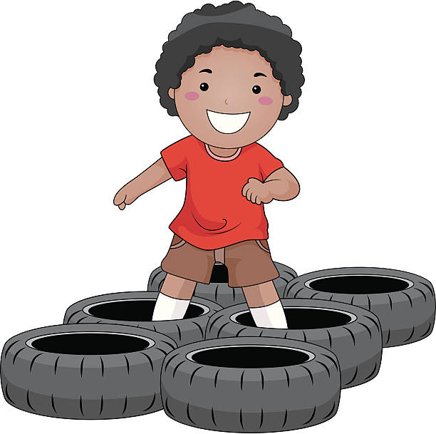 Boy in Race vector art illustration