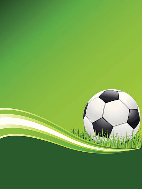 Green poster with football vector art illustration