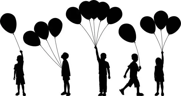 Vector illustration of Children with Balloons