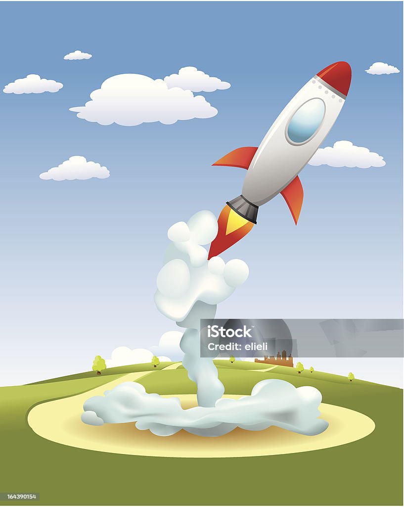 Rocket Moviendo hacia arriba - arte vectorial de Cielo libre de derechos