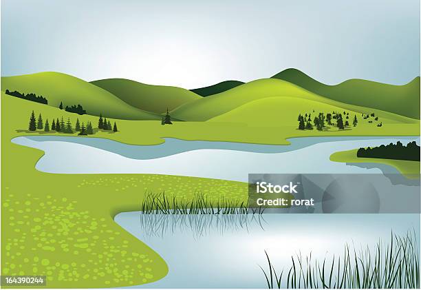 Góry Krajobraz - Stockowe grafiki wektorowe i więcej obrazów Góra - Góra, Krajobraz, Rzeka