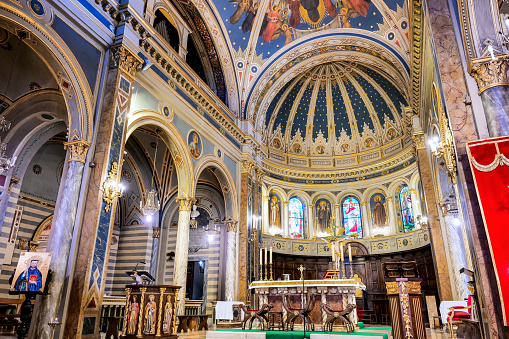 The Mary Queen of the World Cathedral in Downtown Montréal.  Interior view.