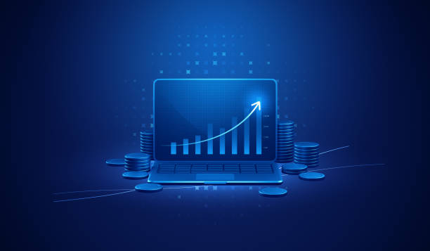 istock Growth business laptop finance investment analysis graph on digital computer strategy 3d background of financial marketing technology success chart profit stock money diagram currency market concept. 1643905713