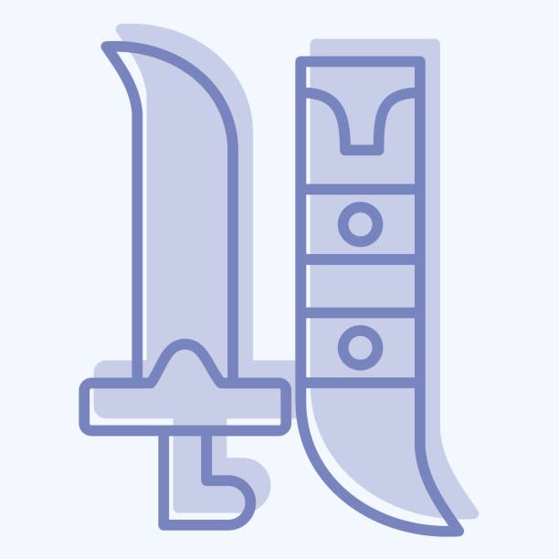 アイコンの剣。サウジアラビアのシンボルに関連しています。ツートンカラー。編集可能なシンプルなデザイン。簡単なイラスト - japanese military点のイラスト素材／クリップアート素材／マンガ素材／アイコン素材