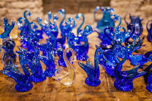 Murano glass handmade glassware at workshop in Murano, Italy. Traditional craft art