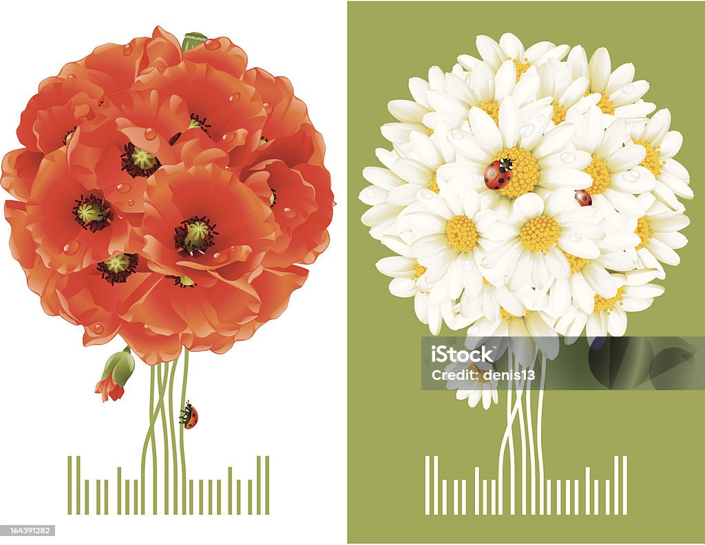 Floral Greeting Cards Floral Greeting Cards. Poppy and camomile Animal Markings stock vector