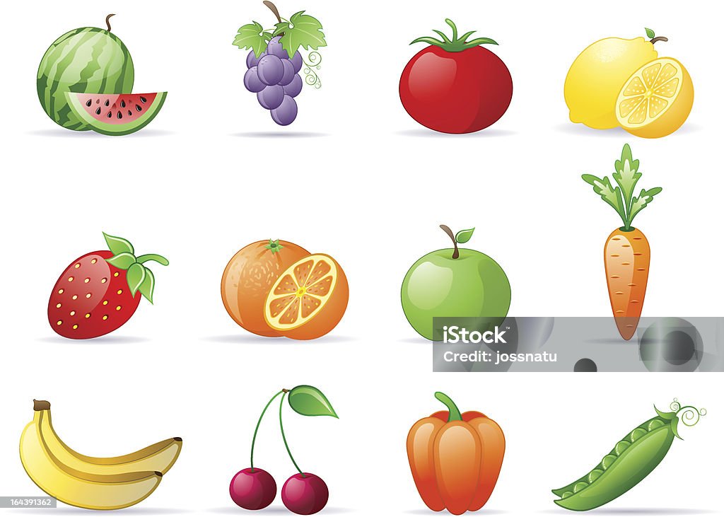 Frutos e produtos hortícolas - Royalty-free Fruta arte vetorial