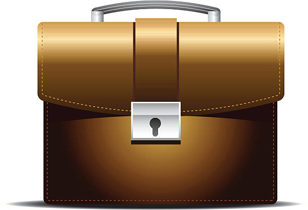 ブラウンのビジネスのあるブリーフケース - briefcase luggage brown black点のイラスト素材／クリップアート素材／マンガ素材／アイコン素材