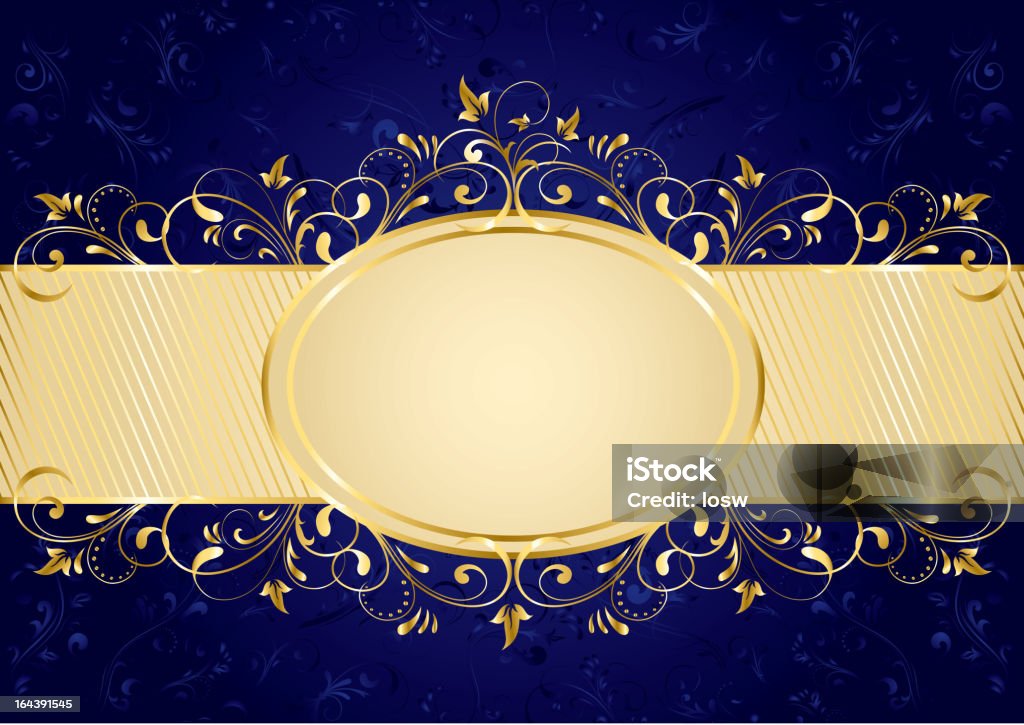 Sfondo blu con cornice dorata - arte vettoriale royalty-free di Arredamento