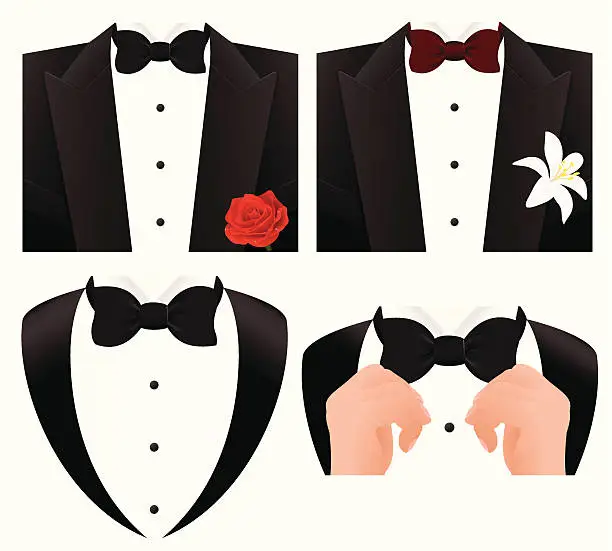 Vector illustration of Bow tie set